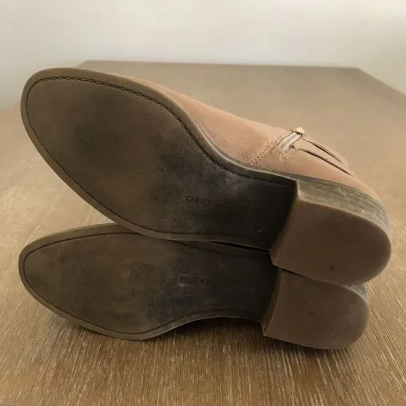 Franco Sarto Booties Womens 6.5 M Shandy Leather Boots Buckle Almond Toe Tan - Picture 15 of 16